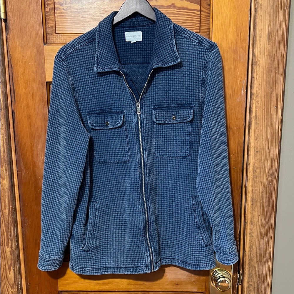 Lucky Brand Jacket Unisex Blue Lightweight Size Large Full Zip Pockets